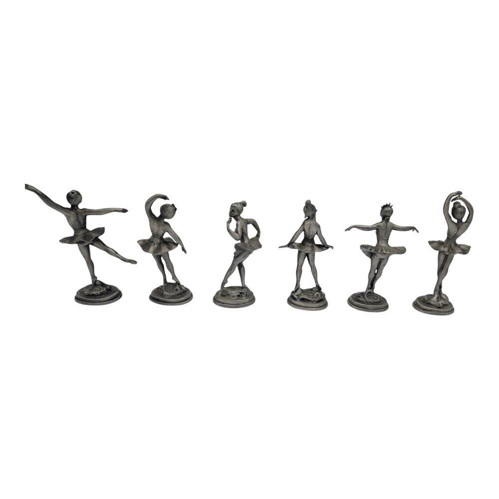 Set of 6 DEPOSE ITALY Pewter Ballerina Figures Ballet Dancer Poses Art Deco